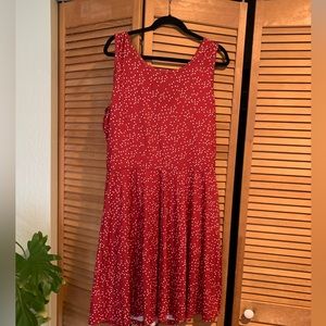 Sleeveless polka dot summer dress.  Knee length flair skirt.